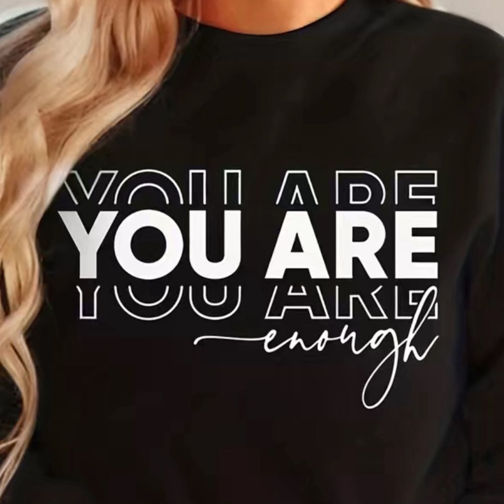 Black "YOU ARE enough" Graphic Sweatshirt XL - Picture 2 of 3